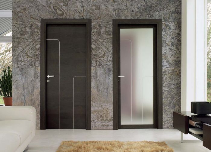 Spring - Porte di design in rovere e vetro satinato