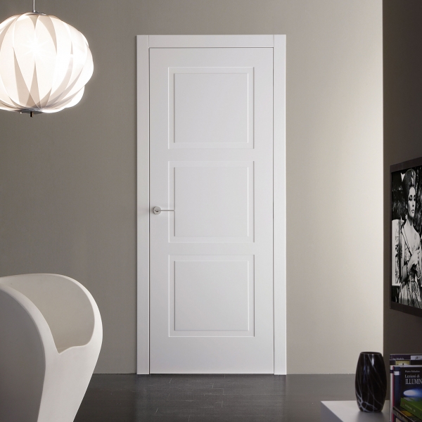 Porta battente in legno laccato bianco Strip 3R